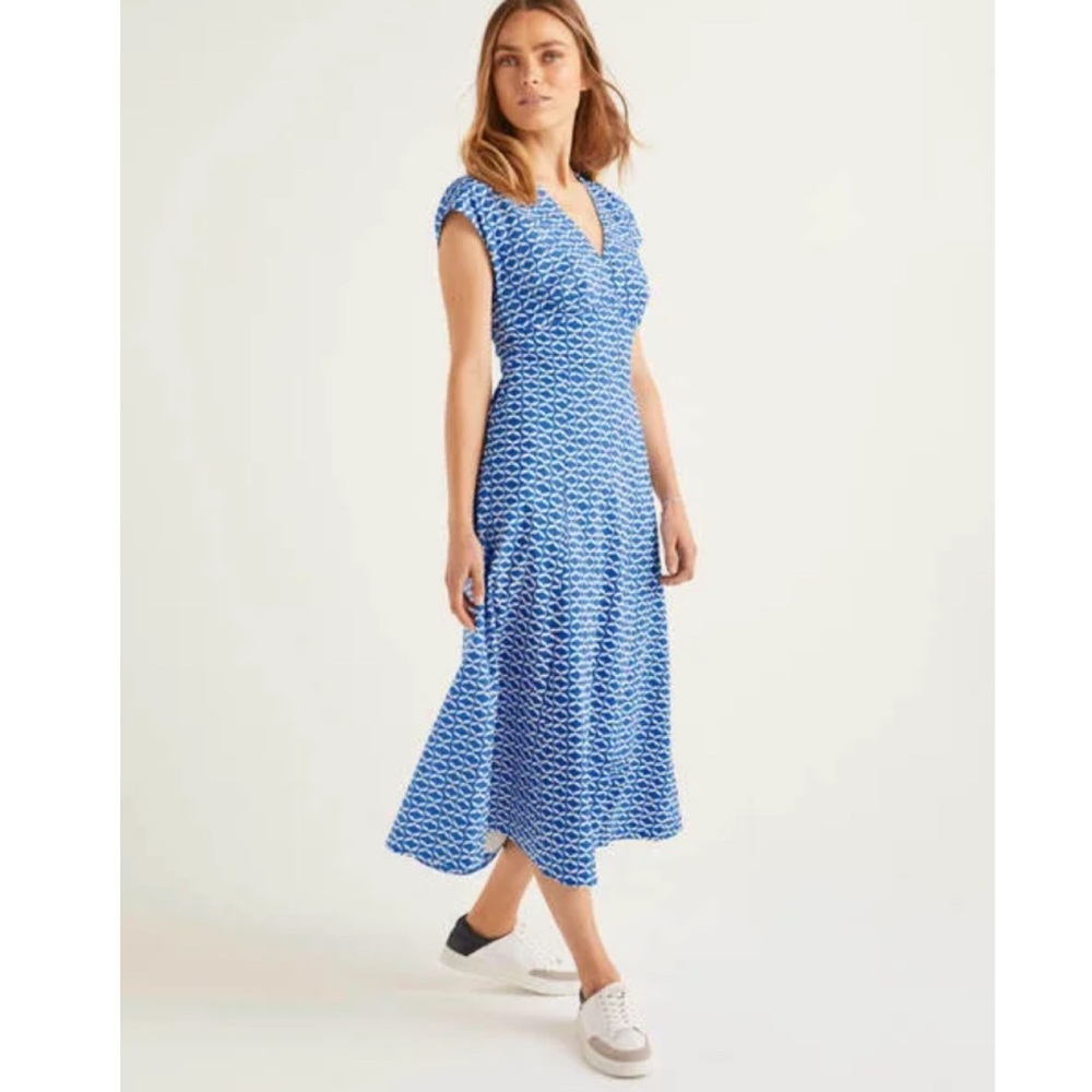 NWOT Boden Natasha Cotton Vneck Maxi Dress Sky Blue Ribbons Size 4 - Picture 3 of 12